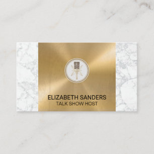 Microphone   Marble and Gold Metal Business Card