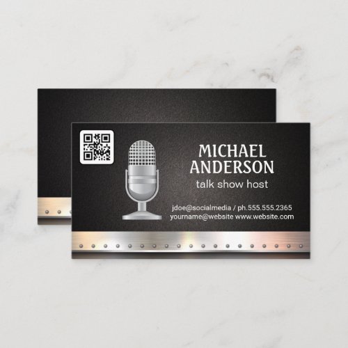 Microphone  Metal Trim  QR Code Business Card