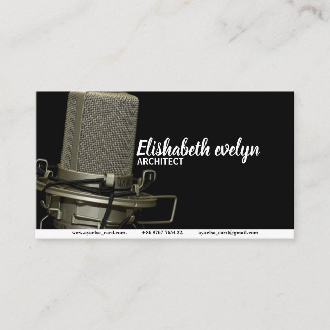 microphone music audio radio voice business card (Front)