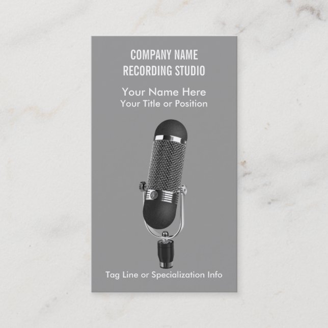Microphone Music Studio or Entertainment Business Card (Front)