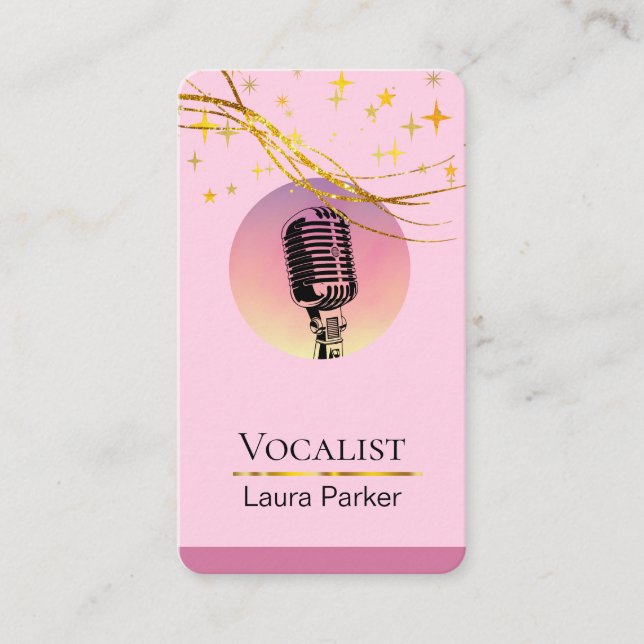 Microphone Music Vocalist Voice Over Artist Business Card (Front)