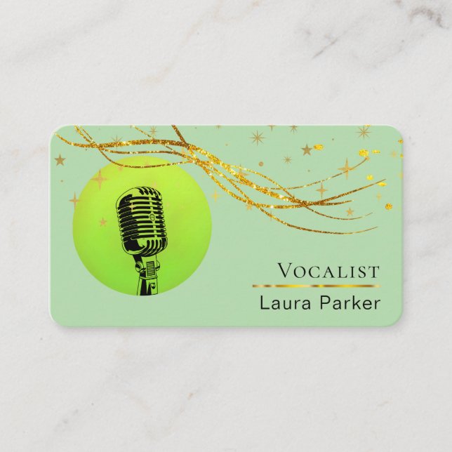 Microphone Music Vocalist Voice Over Artist Business Card (Front)