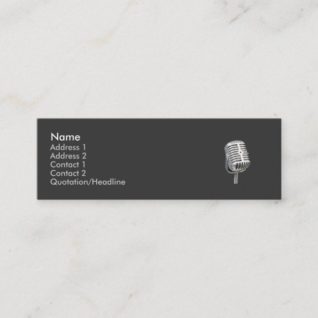 microphone old style skinny business card (Front)