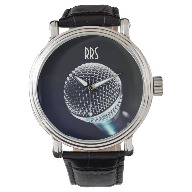 Microphone Personalized Monogram Singer's Watch (Front)