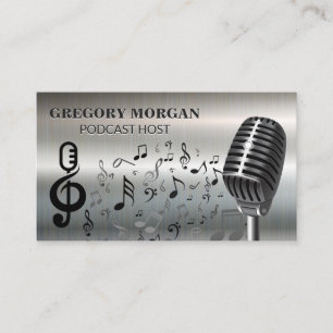 Microphone / Podcaster Musical Notes Business Card