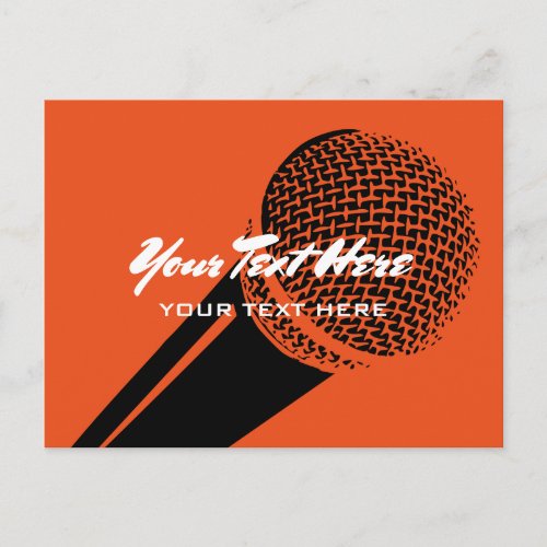Microphone postcard template with mic logo graphic