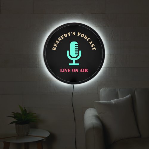 Microphone Radio Podcast Streaming Fun On Air Live LED Sign