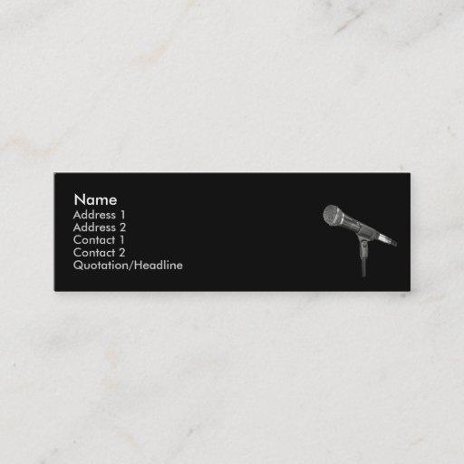 Customizable microphone round black skinny business card