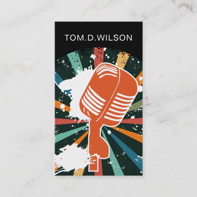 microphone singer music  Business card (Front)