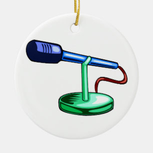 Microphone Small Stand Blue and Green Graphic Ceramic Ornament