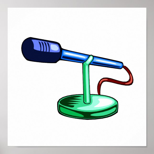 Microphone Small Stand Blue and Green Graphic Poster (Front)