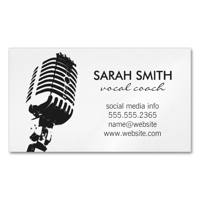 Microphone Stand Business Card Magnet (Front)