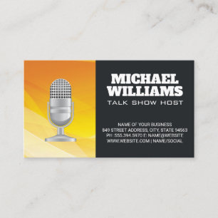 Microphone Stylized Fire Background Business Card