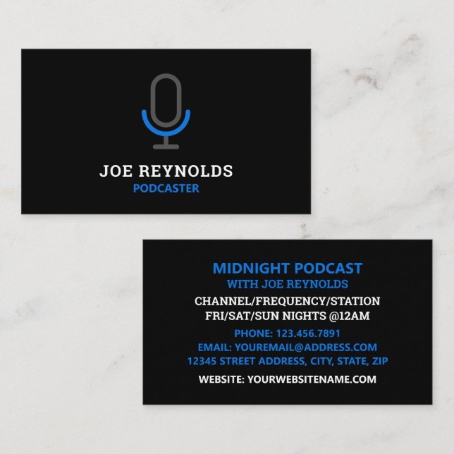 Microphone Symbol, Podcaster, Podcast Business Card (Front/Back)