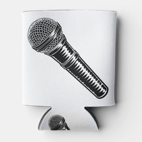 Microphone Vintage Woodcut Engraved Style Can Cooler