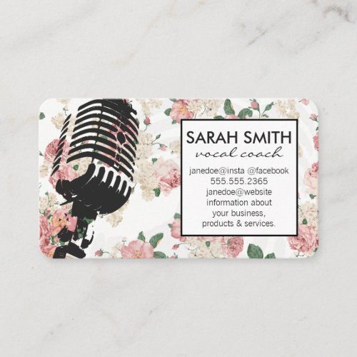 Microphone with Floral Pattern Business Card
