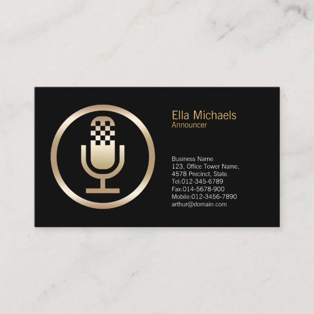 MicrophoneIcon Professional Announcer BusinessCard Business Card (Front)