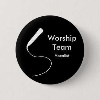MicrophoneWhite, Vocalist, WorshipTeam Pinback Button