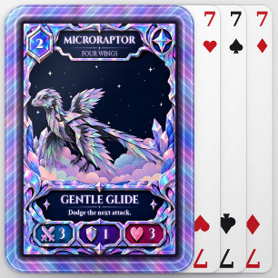 Microraptor Dinosaur, Rainbow Foil Art Poker Cards