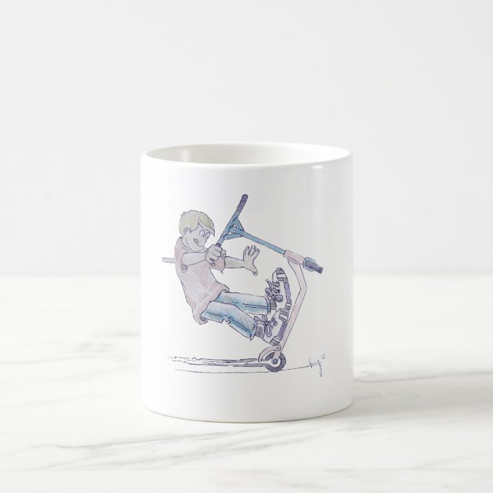 Microscooter wheelie cartoon micro scooter mugs