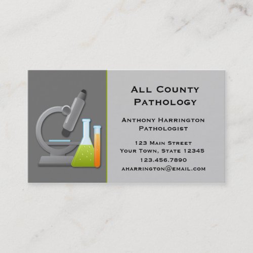 Microscope and Test Tubes Gray Business Card