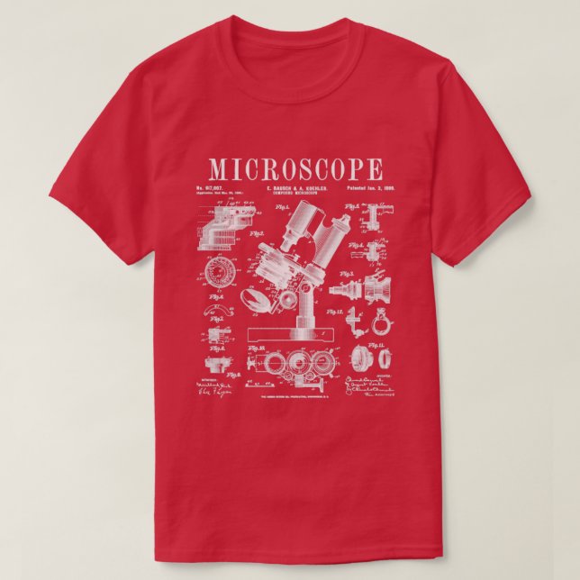Microscope Biologist Science Vintage Patent Drawin T-Shirt (Design Front)
