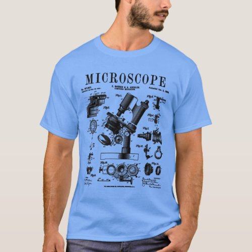 Microscope Biologist Science Vintage Patent Drawin T_Shirt