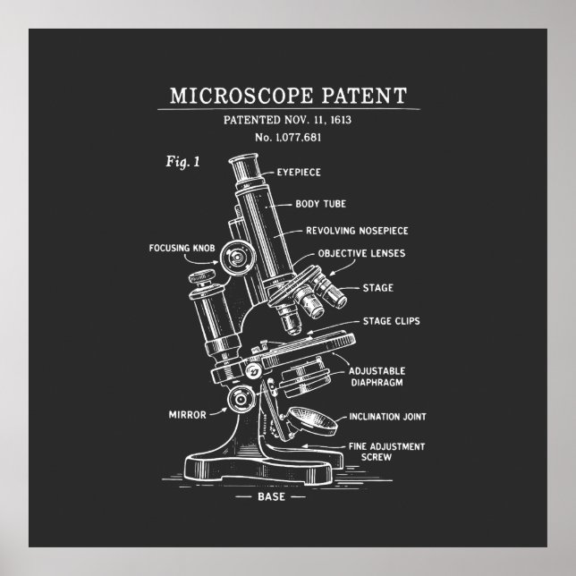 Microscope Blueprint patent Poster (Front)