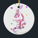 Microscope For Girls Ceramic Ornament<br><div class="desc">Microscope in pinks,  red,  green,  and yellow to encourage girls on their quest for science</div>