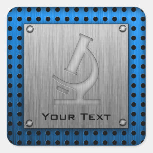 Microscope; Metal-look Square Sticker