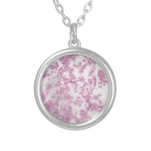 Microscope photo of human blood with Trypanosoma b Silver Plated Necklace