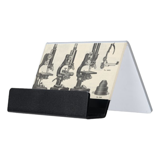 Microscopes Desk Business Card Holder (Angled Front)