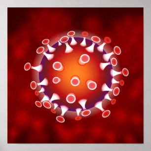 Microscopic Germ Virus Science Red Biology Poster