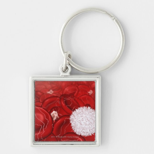 Microscopic look at blood cells keychain (Front)