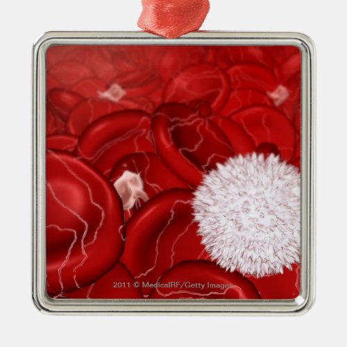 Microscopic look at blood cells metal ornament