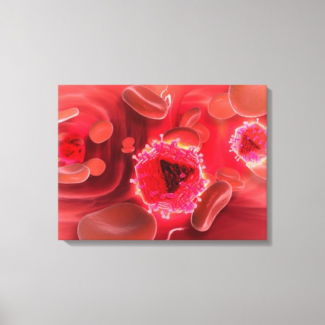 Microscopic View Of HIV Virus Inside The Lungs Canvas Print (Front)