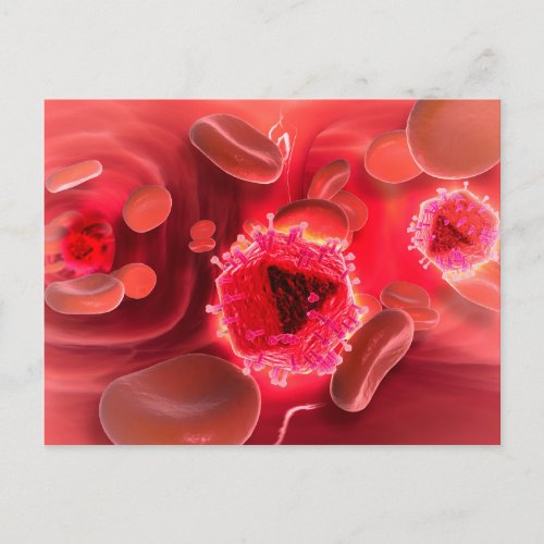 Microscopic View Of HIV Virus Inside The Lungs Postcard