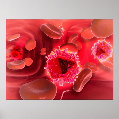 Microscopic View Of HIV Virus Inside The Lungs Poster