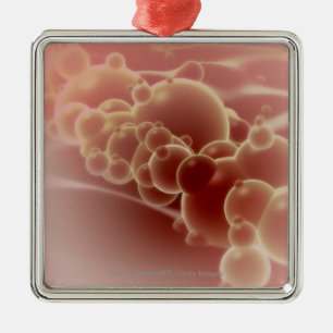 Microscopic view of latex microspheres metal ornament