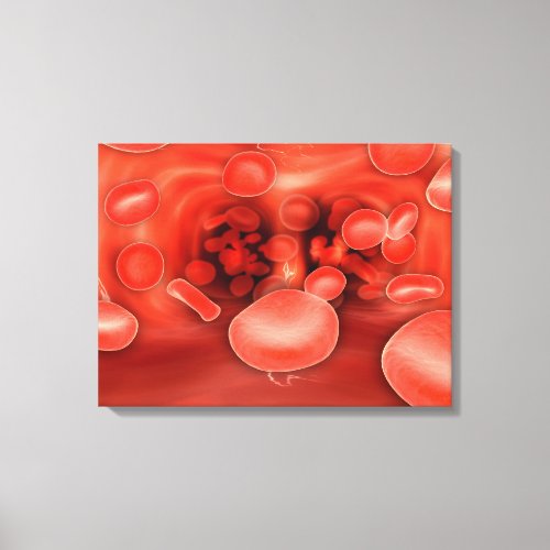 Microscopic View Of Red Blood Cells Flowing Canvas Print