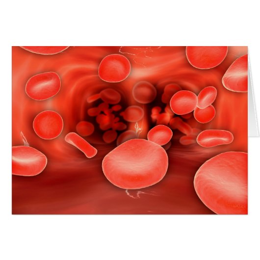 Microscopic View Of Red Blood Cells Flowing Cards (Front Horizontal)