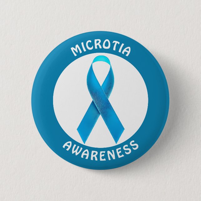 Microtia Blue Awareness Ribbon Button (Front)