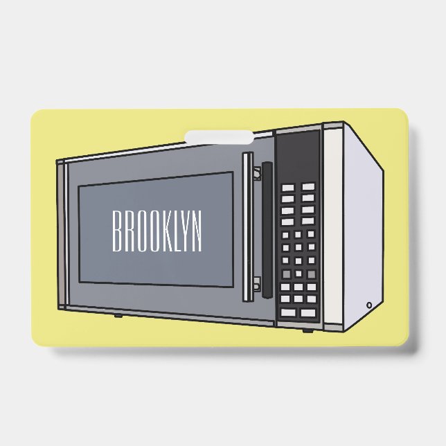 Microwave cartoon illustration badge (Front)