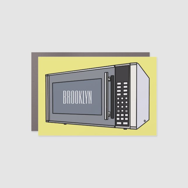 Microwave cartoon illustration car magnet (Front)
