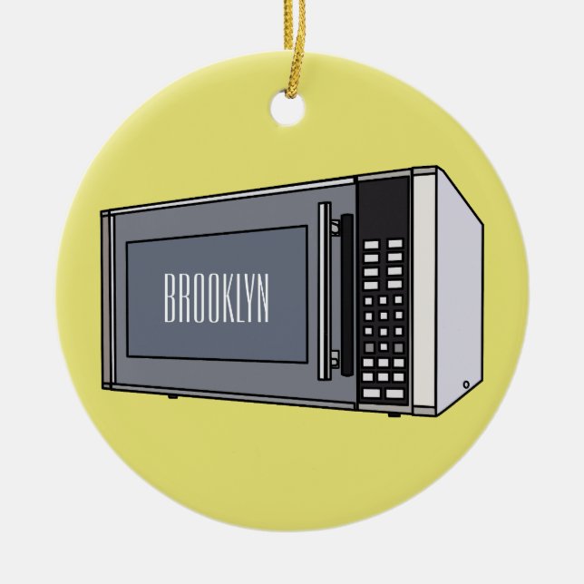 Microwave cartoon illustration ceramic ornament (Front)