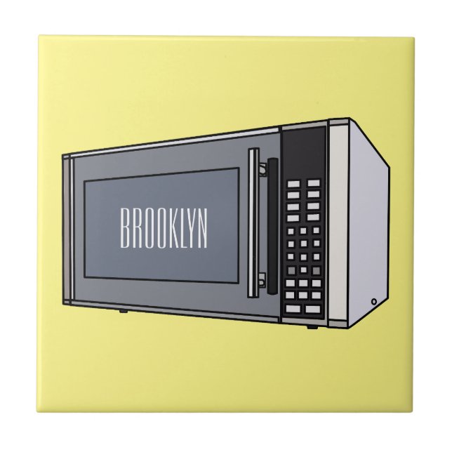 Microwave cartoon illustration ceramic tile (Front)