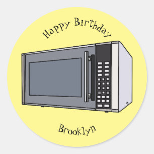 Microwave cartoon illustration classic round sticker