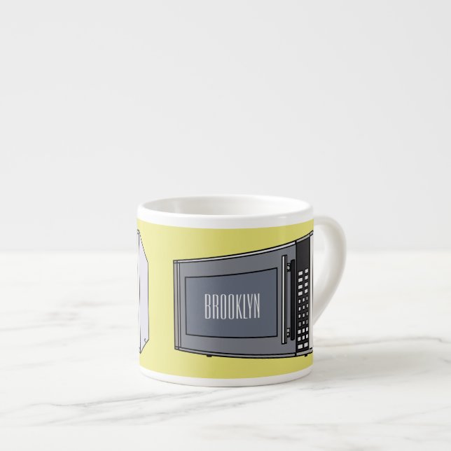Microwave cartoon illustration espresso cup (Front Right)