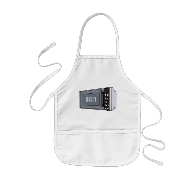 Microwave cartoon illustration kids' apron (Front)