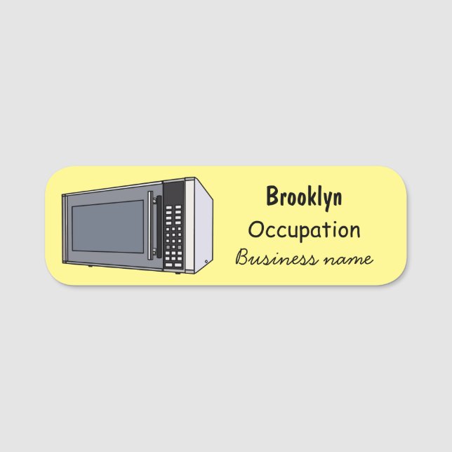 Microwave cartoon illustration name tag (Front)